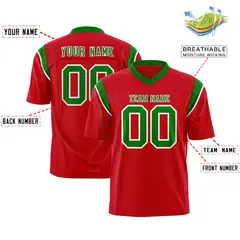 Red Kelly Green Shoulder Cut Two-Tone Flag Football Jersey 2