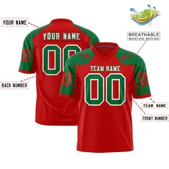 Red Kelly Green Shoulder Star Pattern Flag Football Jersey 2