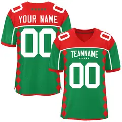 Red Kelly Green Side Blocks Raglan Authentic Football Jersey