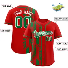 Red Kelly Green Split Coconut Tree Baseball Jersey 2