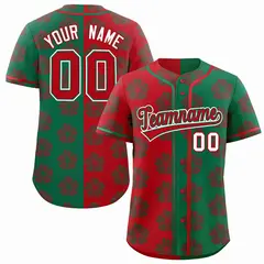 Red Kelly Green Split Flower Graffiti Baseball Jersey 1