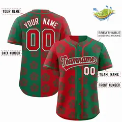 Red Kelly Green Split Flower Graffiti Baseball Jersey 2