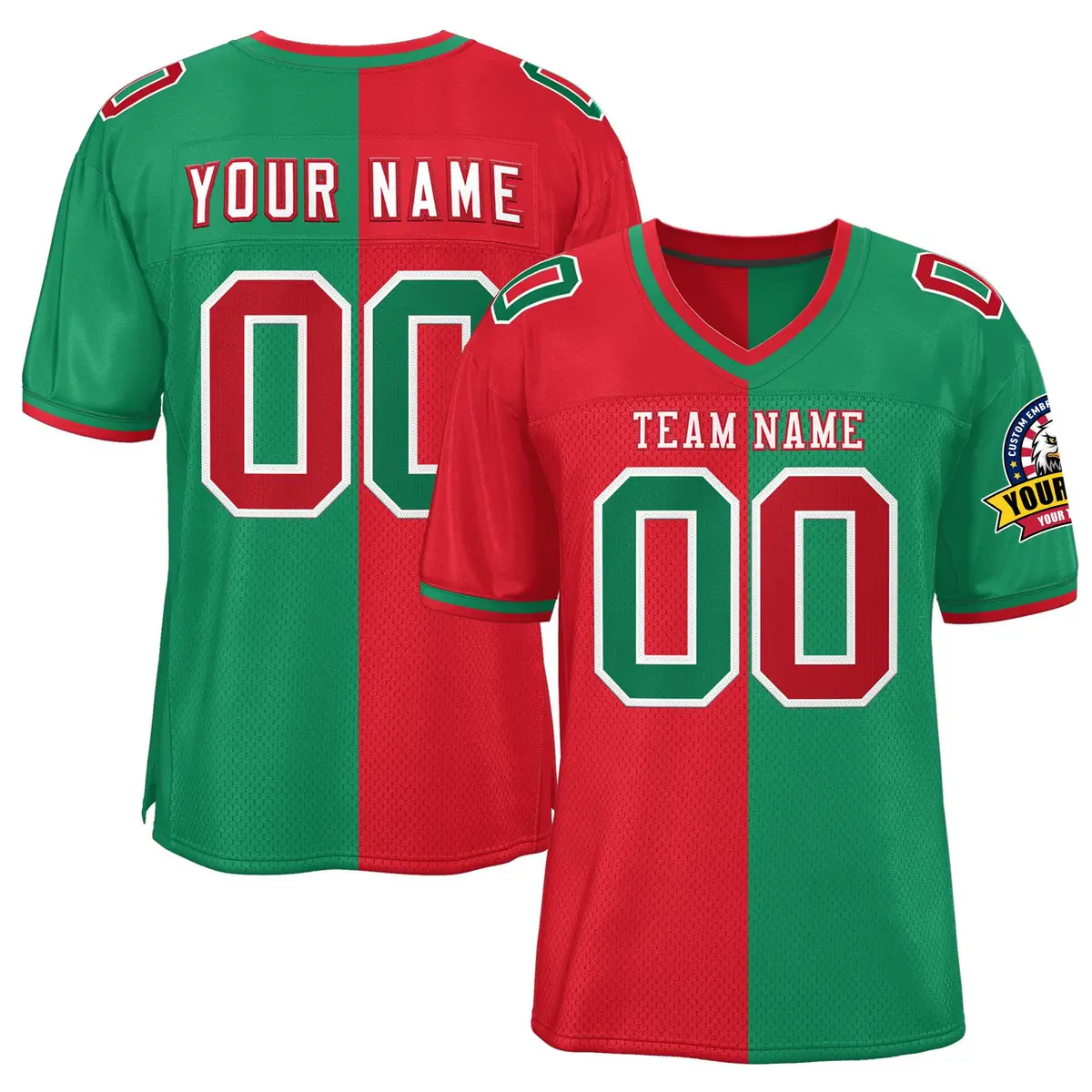Red Kelly Green Split Two Tone Authentic Football Jersey