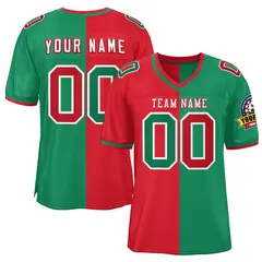Red Kelly Green Split Two Tone Authentic Football Jersey 1