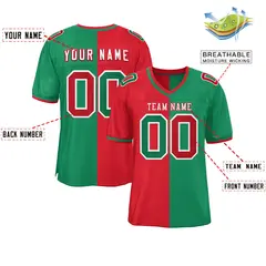 Red Kelly Green Split Two Tone Authentic Football Jersey 2