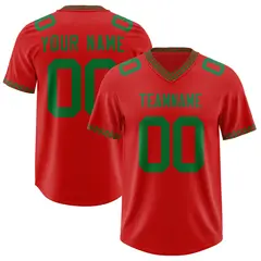 Red Kelly Green Square Neckline Football Jersey 1