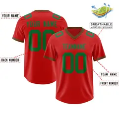 Red Kelly Green Square Neckline Football Jersey 2