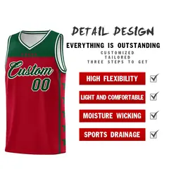 Red Kelly Green Star Pattern Team Basketball Jersey 2