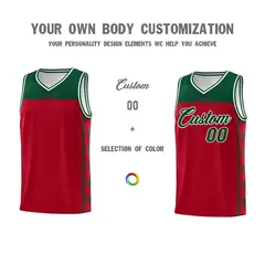 Red Kelly Green Star Pattern Team Basketball Jersey 3