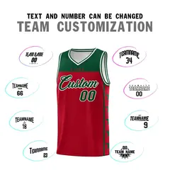 Red Kelly Green Star Pattern Team Basketball Jersey 4