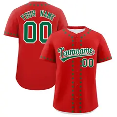 Red Kelly Green Star Ribbing Authentic Baseball Jersey