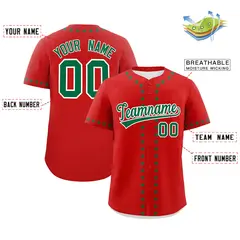 Red Kelly Green Star Ribbing Authentic Baseball Jersey 2