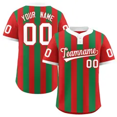 Red Kelly Green Stripe Two-Button Softball Jersey