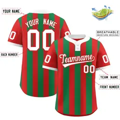 Red Kelly Green Stripe Two-Button Softball Jersey 2