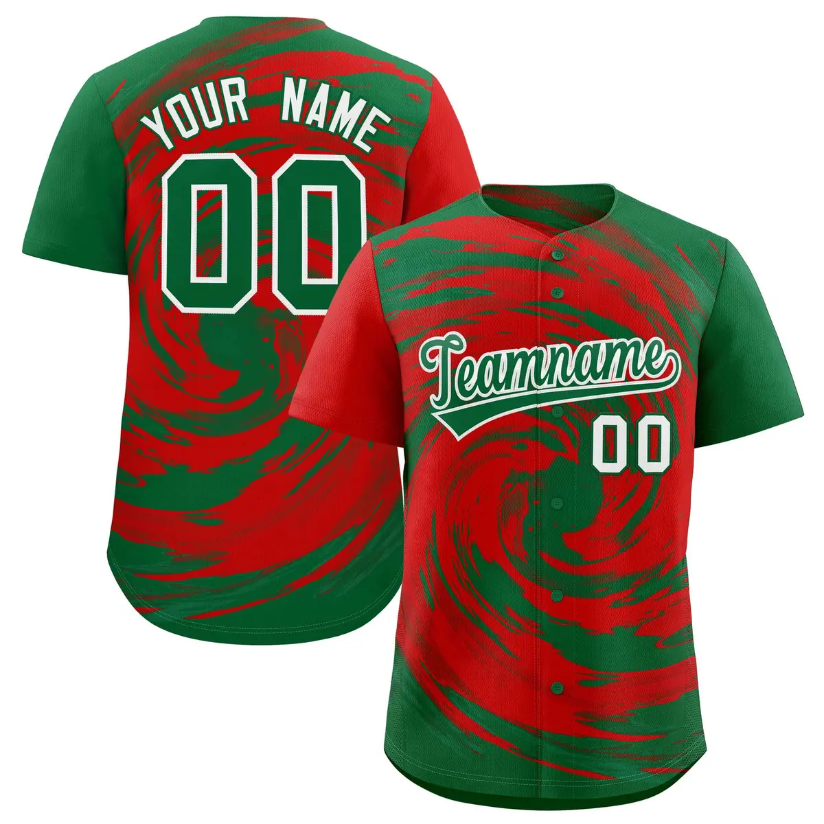 Red Kelly Green Swirl Graffiti Baseball Jersey