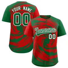 Red Kelly Green Swirl Graffiti Baseball Jersey 1