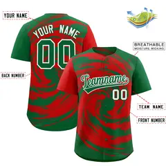 Red Kelly Green Swirl Graffiti Baseball Jersey 2