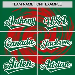 Red Kelly Green Swirl Graffiti Baseball Jersey 3