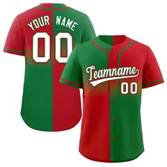 Red Kelly Green Symmetrical Gradient Baseball Jersey