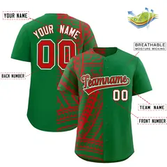 Red Kelly Green Tribal Split Baseball Jersey 2
