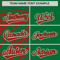 Red Kelly Green Tribal Split Baseball Jersey 3