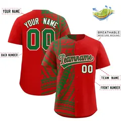 Red Kelly Green Tribal Split Baseball Jersey 2