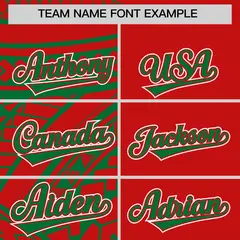 Red Kelly Green Tribal Split Baseball Jersey 3