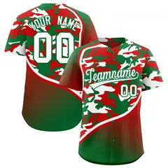 Red Kelly Green White Camo Gradient Fashion Baseball Jersey 1