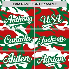 Red Kelly Green White Camo Gradient Fashion Baseball Jersey 3