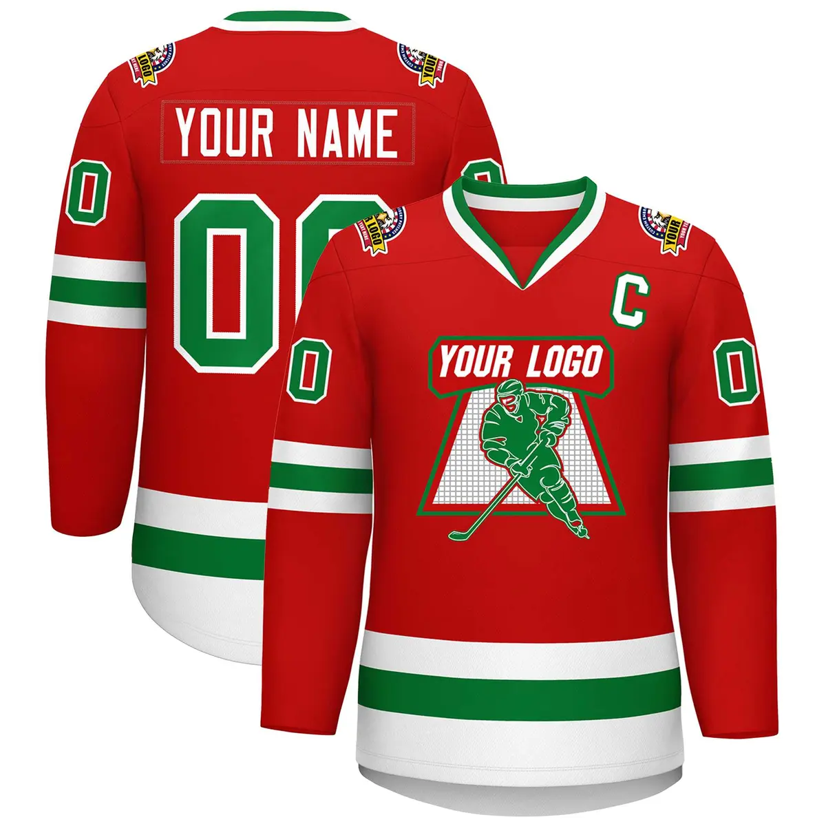 Red Kelly Green White Classic Hockey Jersey