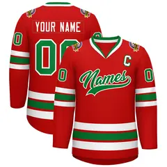 Red Kelly Green White Classic Hockey Jersey
