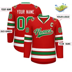 Red Kelly Green White Classic Hockey Jersey 2