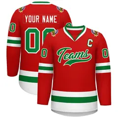 Red Kelly Green White Classic Hockey Jersey