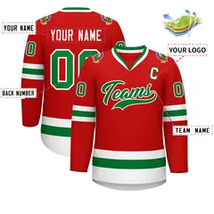 Red Kelly Green White Classic Hockey Jersey 2