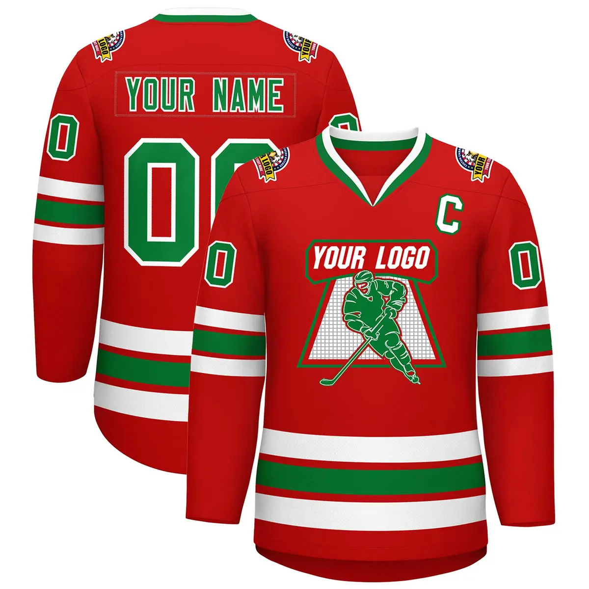 Red Kelly Green White Classic Hockey Jersey