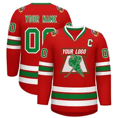 Red Kelly Green White Classic Hockey Jersey
