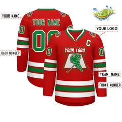 Red Kelly Green White Classic Hockey Jersey 2