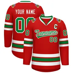 Red Kelly Green White Classic Hockey Jersey
