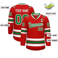 Red Kelly Green White Classic Hockey Jersey 2