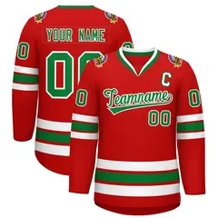 Red Kelly Green White Classic Hockey Jersey