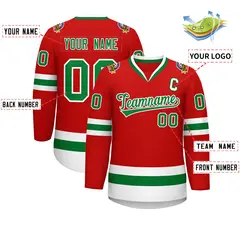 Red Kelly Green White Classic Hockey Jersey 2