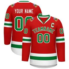 Red Kelly Green White Classic Hockey Jersey