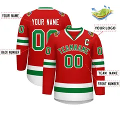 Red Kelly Green White Classic Hockey Jersey 2