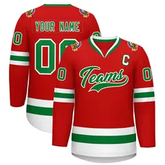 Red Kelly Green White Classic Hockey Jersey