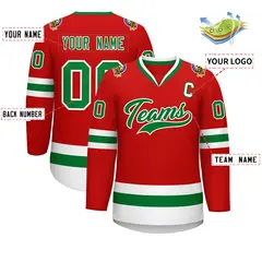 Red Kelly Green White Classic Hockey Jersey 2