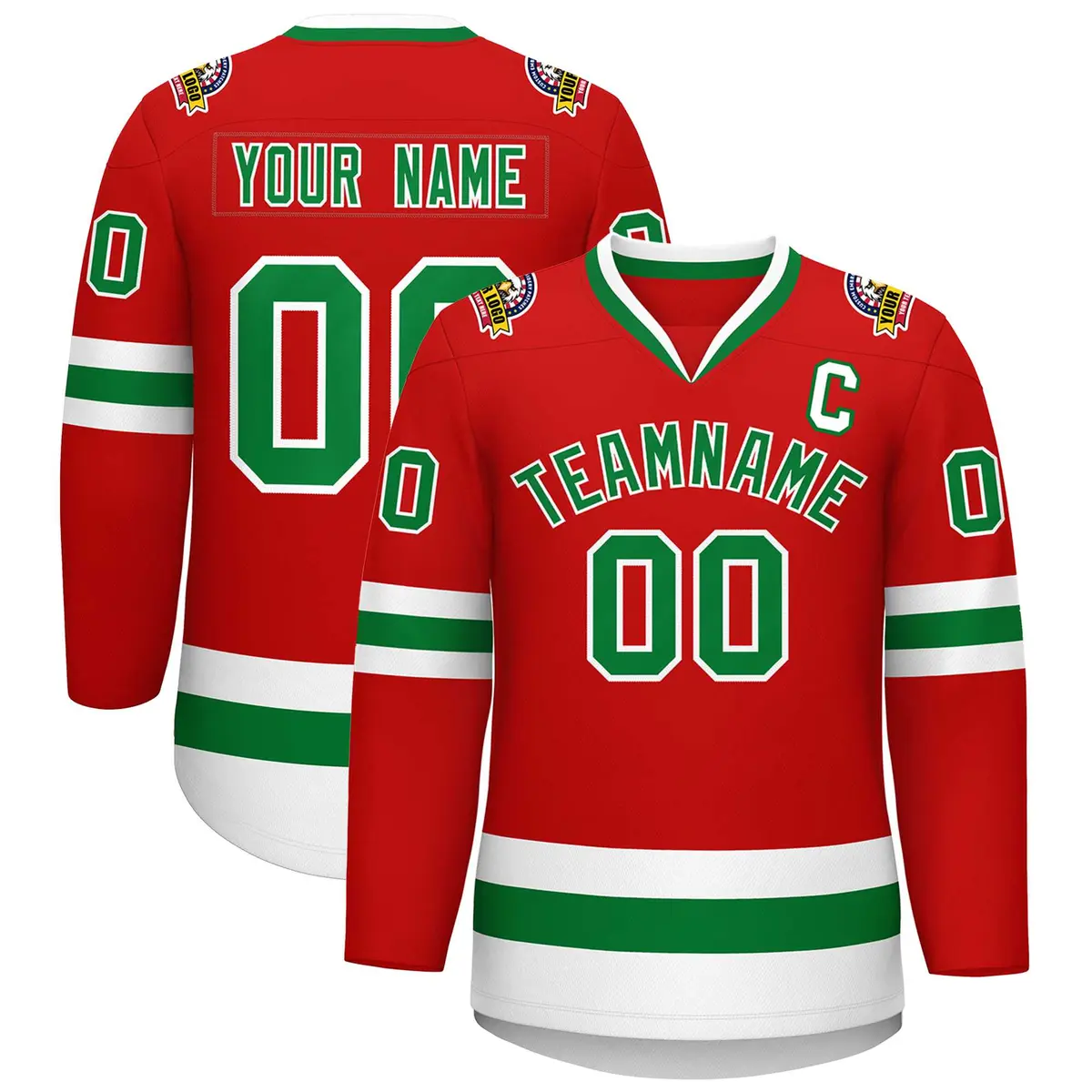 Red Kelly Green White Classic Hockey Jersey