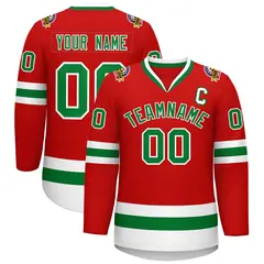 Red Kelly Green White Classic Hockey Jersey