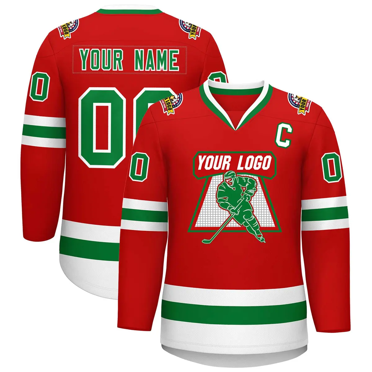Red Kelly Green White Classic Hockey Jersey