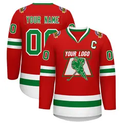 Red Kelly Green White Classic Hockey Jersey