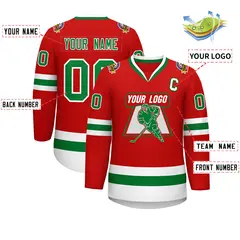 Red Kelly Green White Classic Hockey Jersey 2